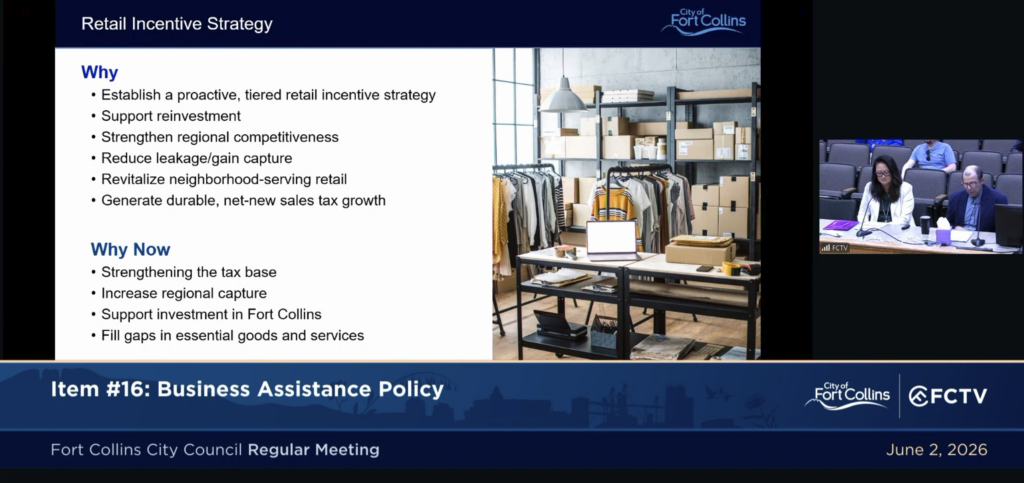 City staff present the business assistance policy